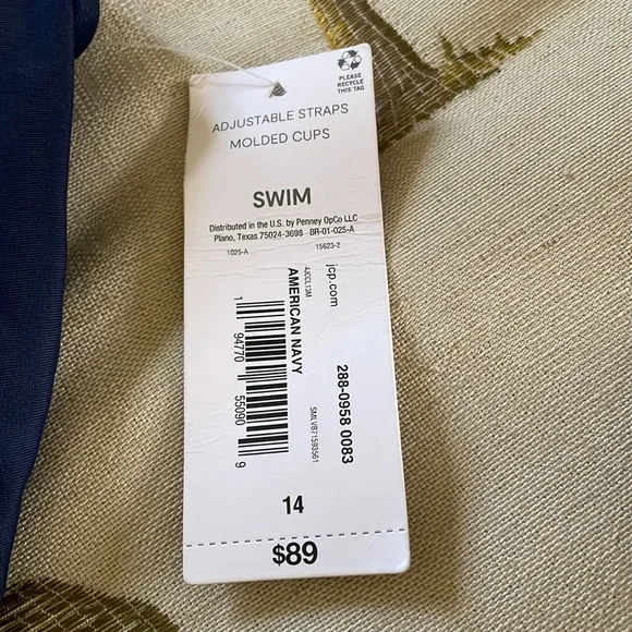 Liz Claiborne Swimsuit one piece American Blue size 12 or 14 NWT - Picture 3 of 7